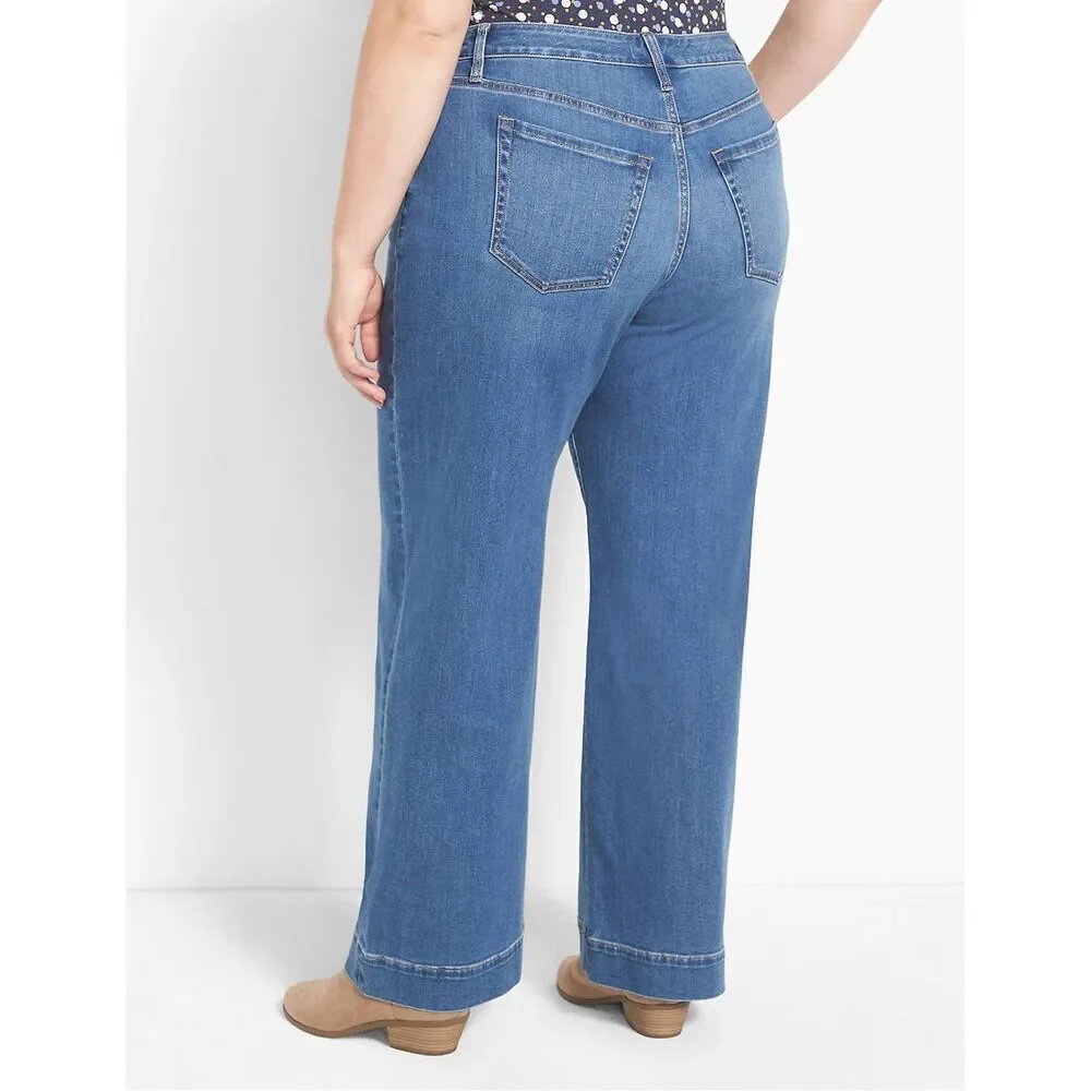 Lane Bryant Signature Fit Flex Magic Waistband Wide Leg Jeans Women’s Size 24
